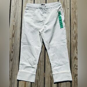 Frye Women's Stretch High-Rise White Cuffed Cropped Jeans Size 12/31 NWT
